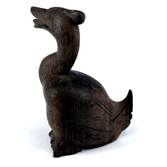 Wood Duck Bird Figurine Hand Carved Walnut 4" Tall - Picture 3 of 7